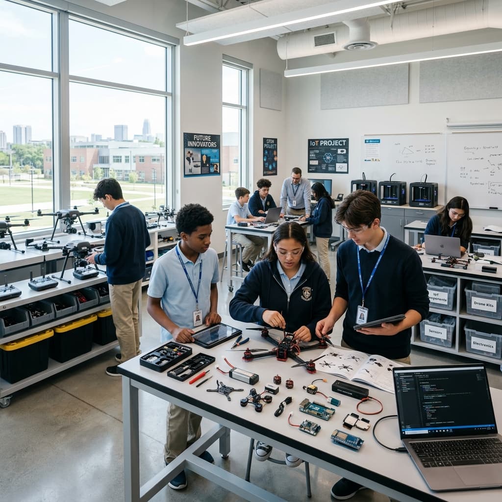 STEM lab setup for schools in India — students performing experiments