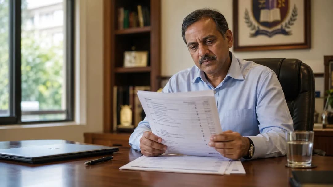 A school trustee reviewing a financial proposal for an AI and robotics lab setup